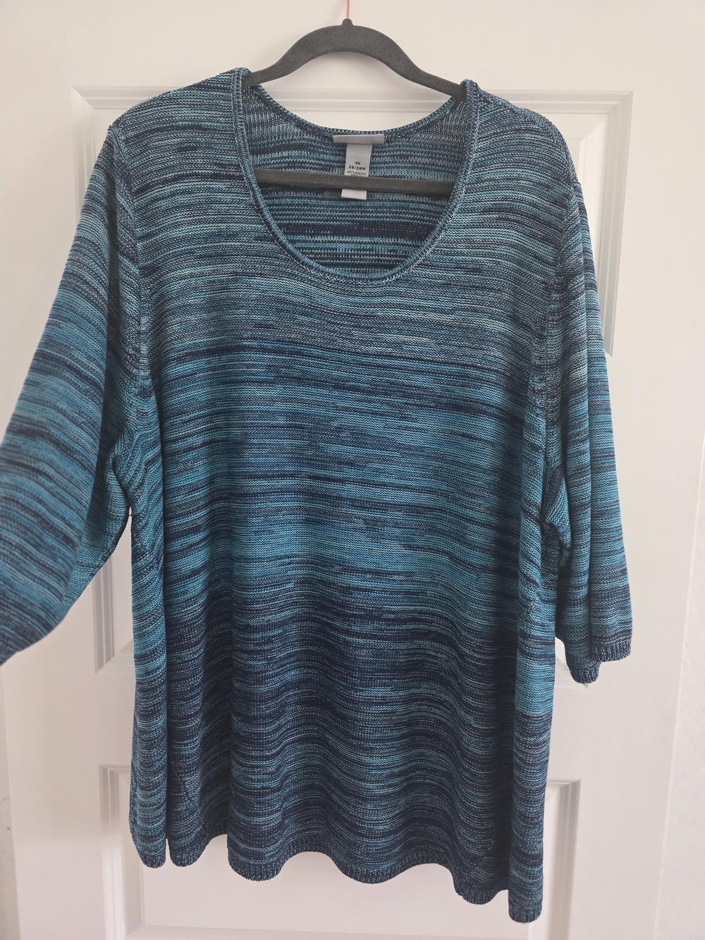 Catherines Teal and Navy Space-Dye Marled Knit Sweater. Plus Size 3x.